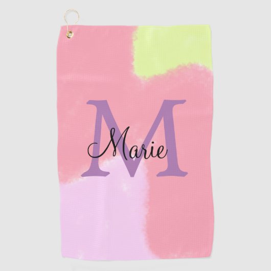 simple minimal add name monogram pink red throw pi golfhanddoek (Voorkant)