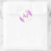 simple minimal add name monogram pink red throw pi ronde sticker (Tas)