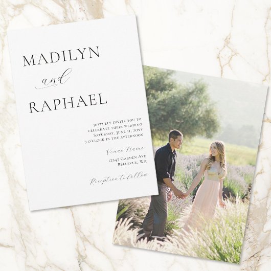 Simple Minimal Add Photo Wedding Kaart