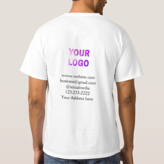 simple minimal add your logo/design here text  pos t-shirt (Achterkant)