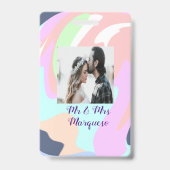 simple minimal add your name photo pastel paint ef badge (Achterkant)