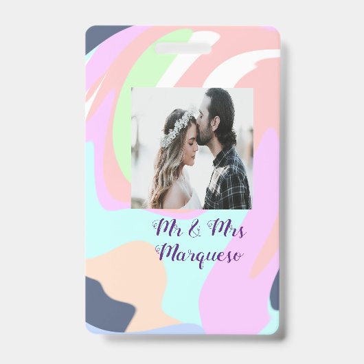 simple minimal add your name photo pastel paint ef badge (Voorzijde)