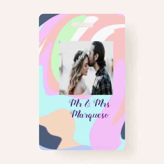 simple minimal add your name photo pastel paint ef badge (Voorkant)