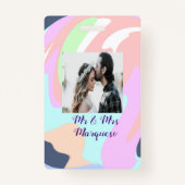 simple minimal add your name photo pastel paint ef badge (Achterkant)