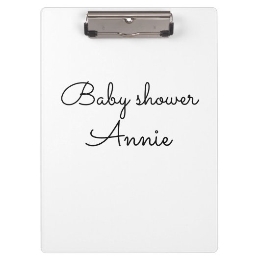 simple minimal add your name text baby shower thro klembord (Voorkant)