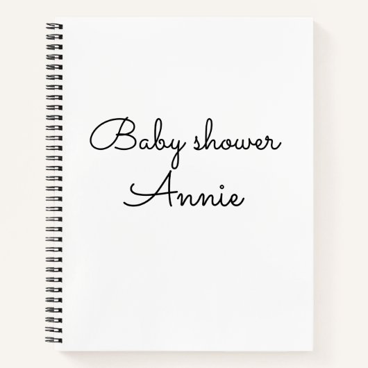 simple minimal add your name text baby shower thro notitieboek (Voorkant)
