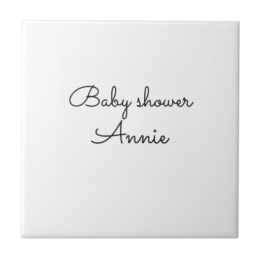 simple minimal add your name text baby shower thro tegeltje (Voorkant)