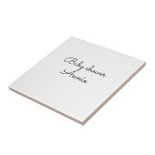 simple minimal add your name text baby shower thro tegeltje (Zijkant)