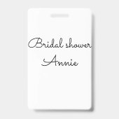 simple minimal add your name text bridal shower t badge (Achterkant)