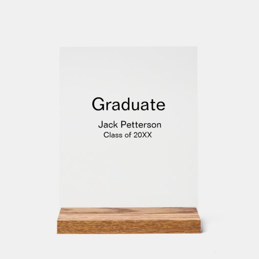 Simple Minimal afstuderen Add Name Modern Class Acryl Bord (Voorkant)
