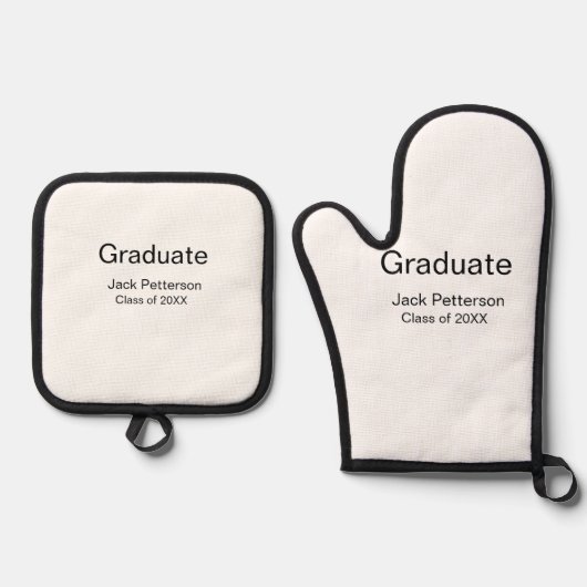 Simple Minimal afstuderen Add Name Modern Class Ovenwant & Pannenlap Set (Voorkant)
