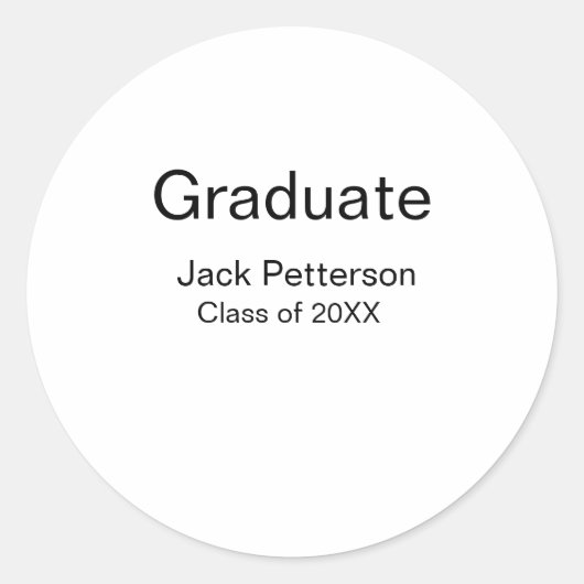 Simple Minimal afstuderen Add Name Modern Class Ronde Sticker (Voorkant)