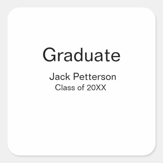 Simple Minimal afstuderen Add Name Modern Class Vierkante Sticker (Voorkant)