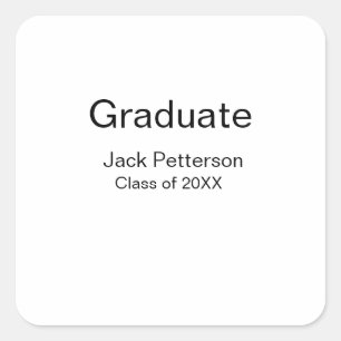 Simple Minimal afstuderen Add Name Modern Class Vierkante Sticker