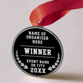 Simple Minimal Black White Sport Company Medal Metalen Ornament