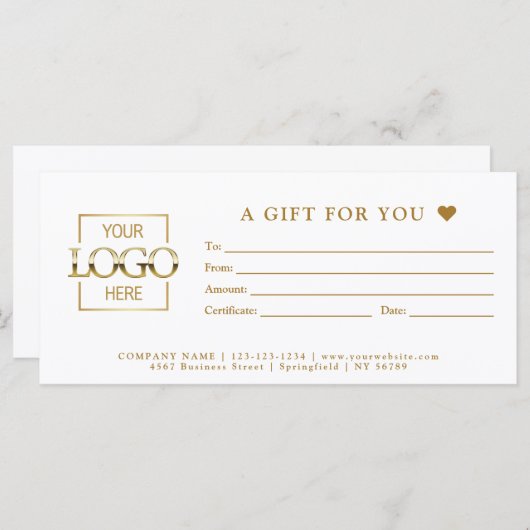 Simple Minimal Business Gift Certificate Template (Voorkant / Achterkant)