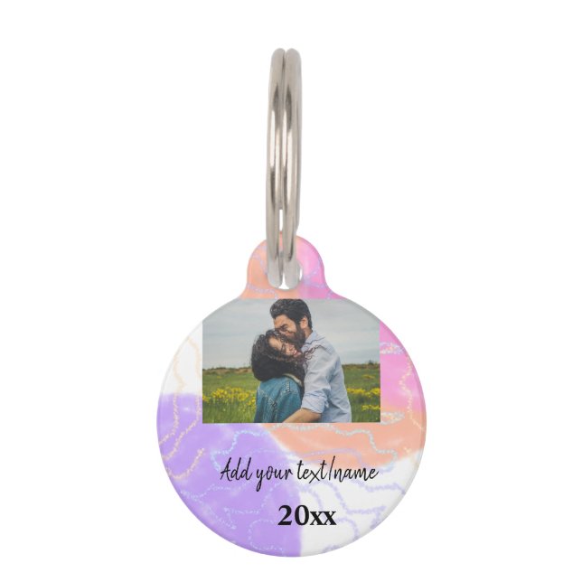 simple minimal customized name monogram couple  th huisdierpenning (Voorkant)