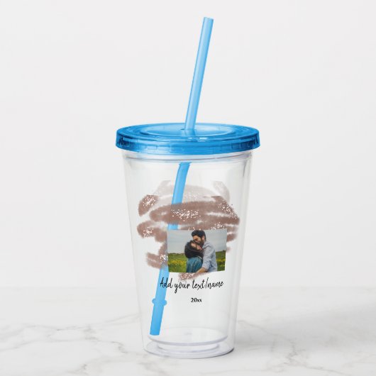 simple minimal customized name monogram text throw acryl drinkbeker (Achterkant)