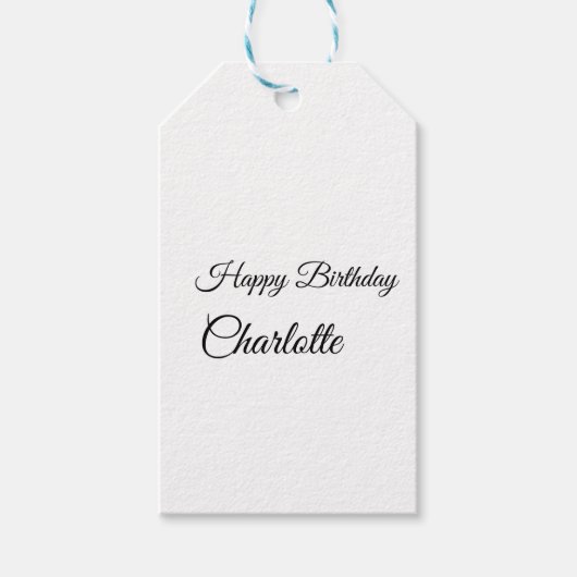 SIMPLE MINIMAL.CUTIE ADD NAME BABY happy birthday  Cadeaulabel (Voorkant)
