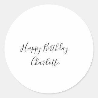 SIMPLE MINIMAL.CUTIE ADD NAME BABY happy birthday  Ronde Sticker