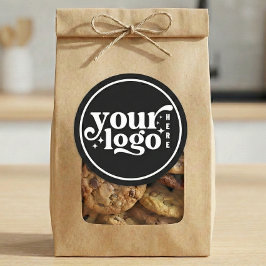 Simple Minimal Elegant Custom Logo Company Black Ronde Sticker