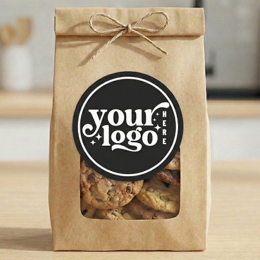 Simple Minimal Elegant Custom Logo Company Black Ronde Sticker