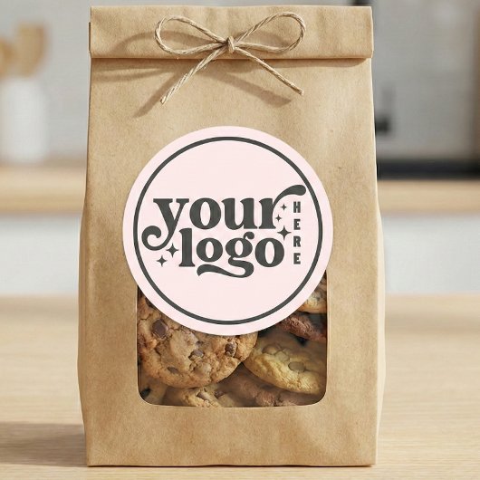 Simple Minimal Elegant Custom Logo Company Pink Ronde Sticker