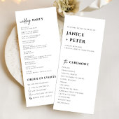 Simple Minimal Elegant Wedding Ceremony Programmakaart