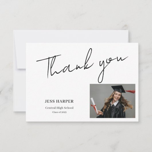 Simple Minimal Graduation Flat Thank You Card Bedankkaart (Voorkant)