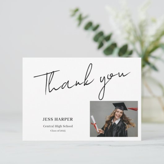 Simple Minimal Graduation Flat Thank You Card Bedankkaart (Staand voorkant)