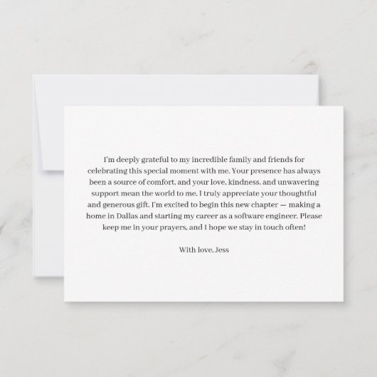 Simple Minimal Graduation Flat Thank You Card Bedankkaart (Achterkant)