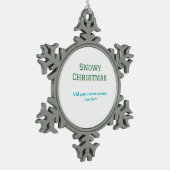Simple minimal green happy holidays Christmas Tin Sneeuwvlok Ornament (Links)