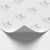 simple minimal happy new year monogram gray name  cadeaupapier (Hoek)