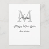 simple minimal happy new year monogram gray name  feestdagenkaart (Voorkant)