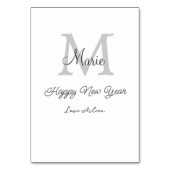 simple minimal happy new year monogram gray name  kaart (Achterkant)