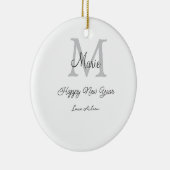 simple minimal happy new year monogram gray name  keramisch ornament (Rechts)