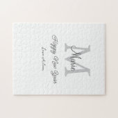 simple minimal happy new year monogram gray name  legpuzzel (Horizontaal)
