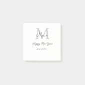 simple minimal happy new year monogram gray name  post-it® notes (Voorkant)