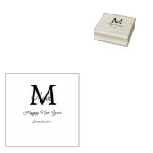 simple minimal happy new year monogram gray name  rubberstempel (Gestempeld)