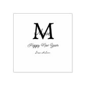 simple minimal happy new year monogram gray name  rubberstempel (Afrduk)