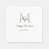 simple minimal happy new year monogram gray name  servet (Voorkant)