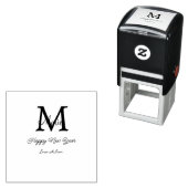 simple minimal happy new year monogram gray name   zelfinktende stempel (In situ)