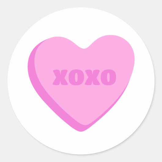 Simple Minimal Happy Valentines Pink Heart Ronde Sticker (Voorkant)