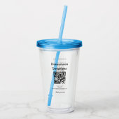 Simple minimal honeymoon donations wedding q r cod acryl drinkbeker (Achterkant)