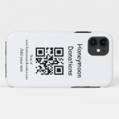 Simple minimal honeymoon donations wedding q r cod Case-Mate iPhone case (Achterkant (horizontaal))