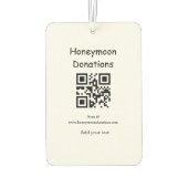 Simple minimal honeymoon donations wedding q r cod luchtverfrisser (Achterkant)
