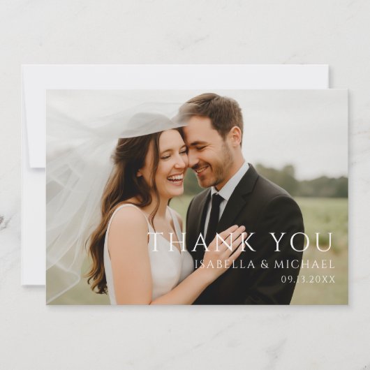 Simple Minimal Modern Wedding Photo  Bedankkaart (Voorkant)