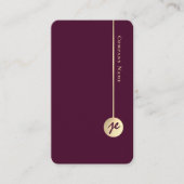 Simple Minimal Monogram Elegant Burgundy Wine Gold Visitekaartje (Voorkant)