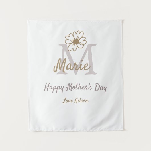 simple minimal mother's day monogram golden gray f wandkleed (Voorkant)