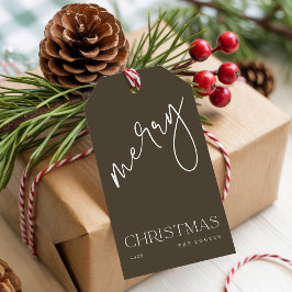 Simple Minimal Olive Green Family Name Christmas Cadeaulabel